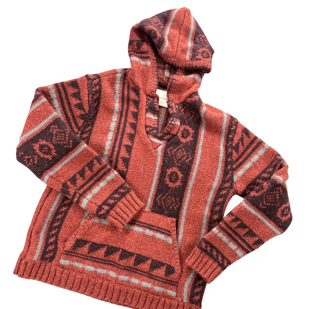 Lucky Brand Womens Southwestern Wool Blend Knit Baja Hoodie Terracotta 7M50977 M